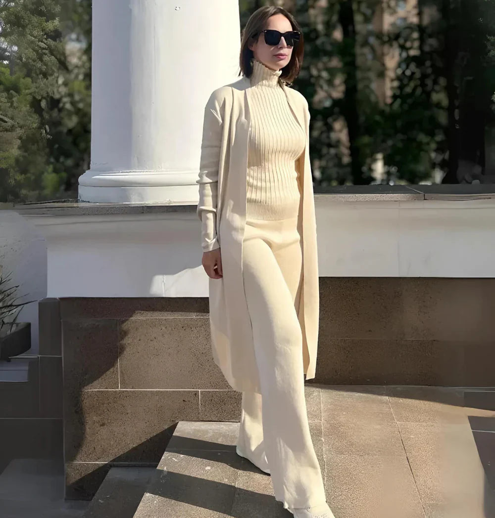 Solenne – 3-Delige Gebreide Co-ord Set met Luxe Comfort en Tijdloze Elegant﻿ie