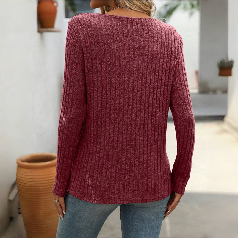 Fayenne – Effen Damesblouse met V-Hals en Tijdloze Elegant﻿ie