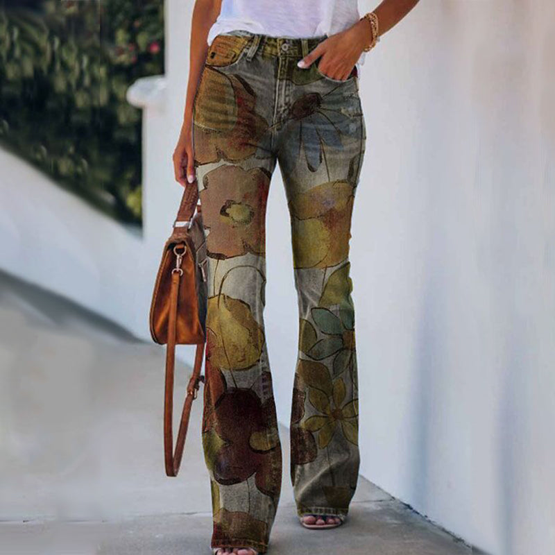 Celina – Flatterende dames flare jeans met hoge taille en knoopsluiting