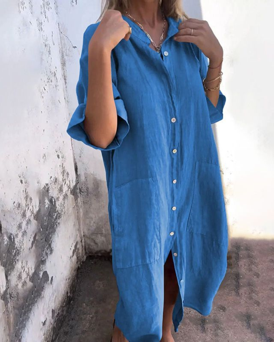 Aurevya – Boho dames overhemdjurk met relaxte pasvorm en zomerse flair