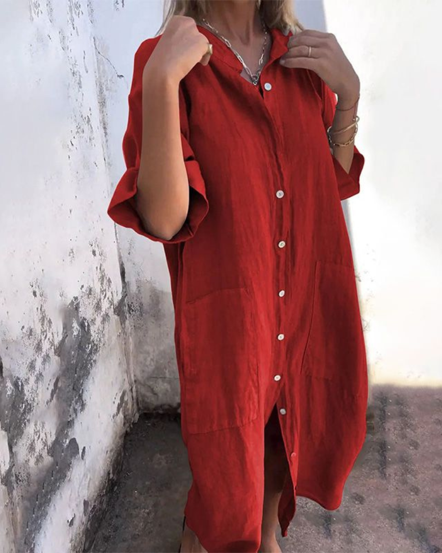 Aurevya – Boho dames overhemdjurk met relaxte pasvorm en zomerse flair