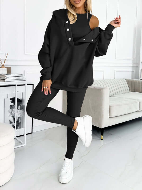 Maelis Fleece Hoodieset – Warme & Comfortabele Dames Trainingsset voor Herfst en Winter