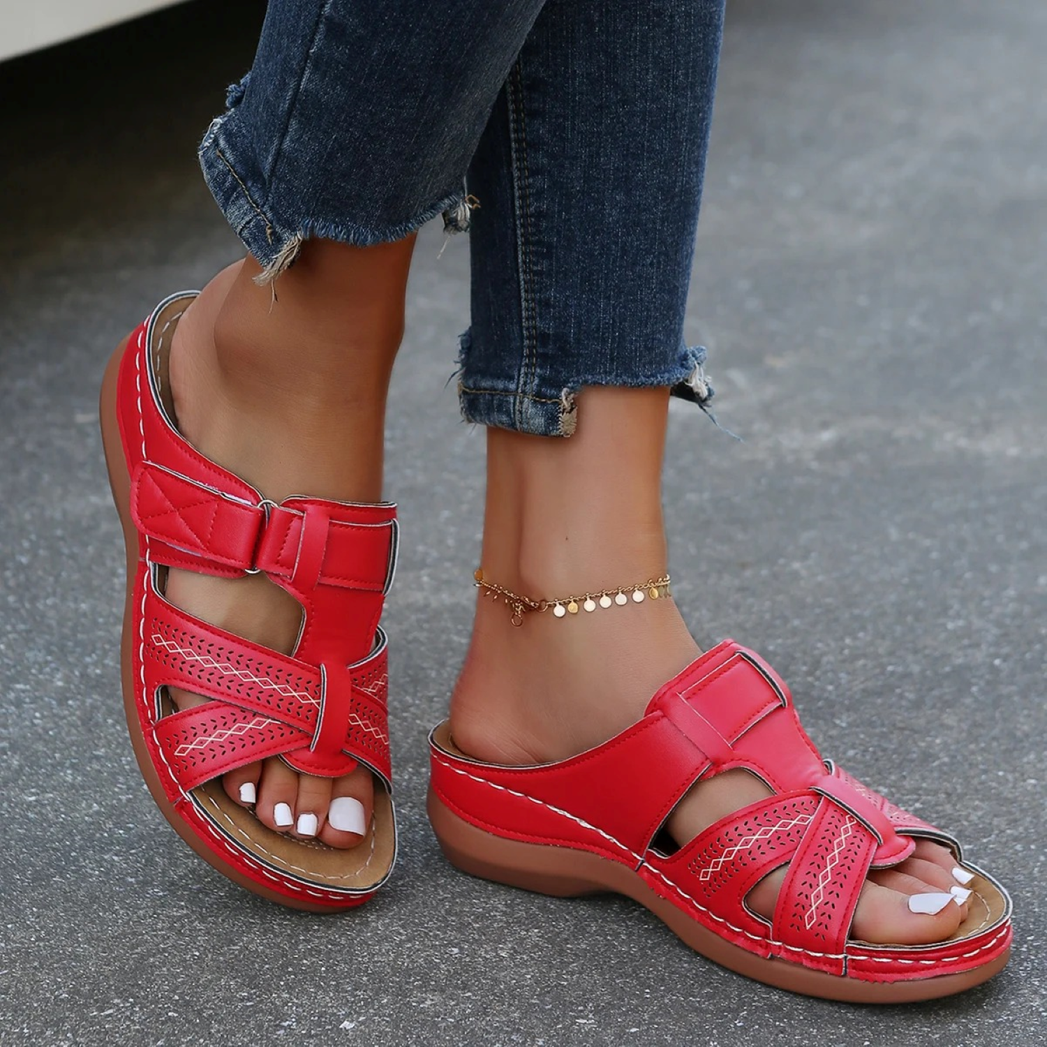 Avenelle – Orthopedische Leren Sandalen met Open Teen en Verfijnde Ondersteuning