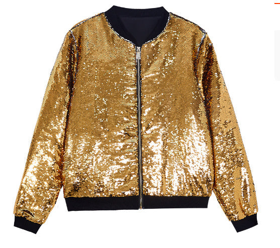 Stellaire - Reversible Pailletten Bomberjack voor een Stralende en Glamoureuze Outfit