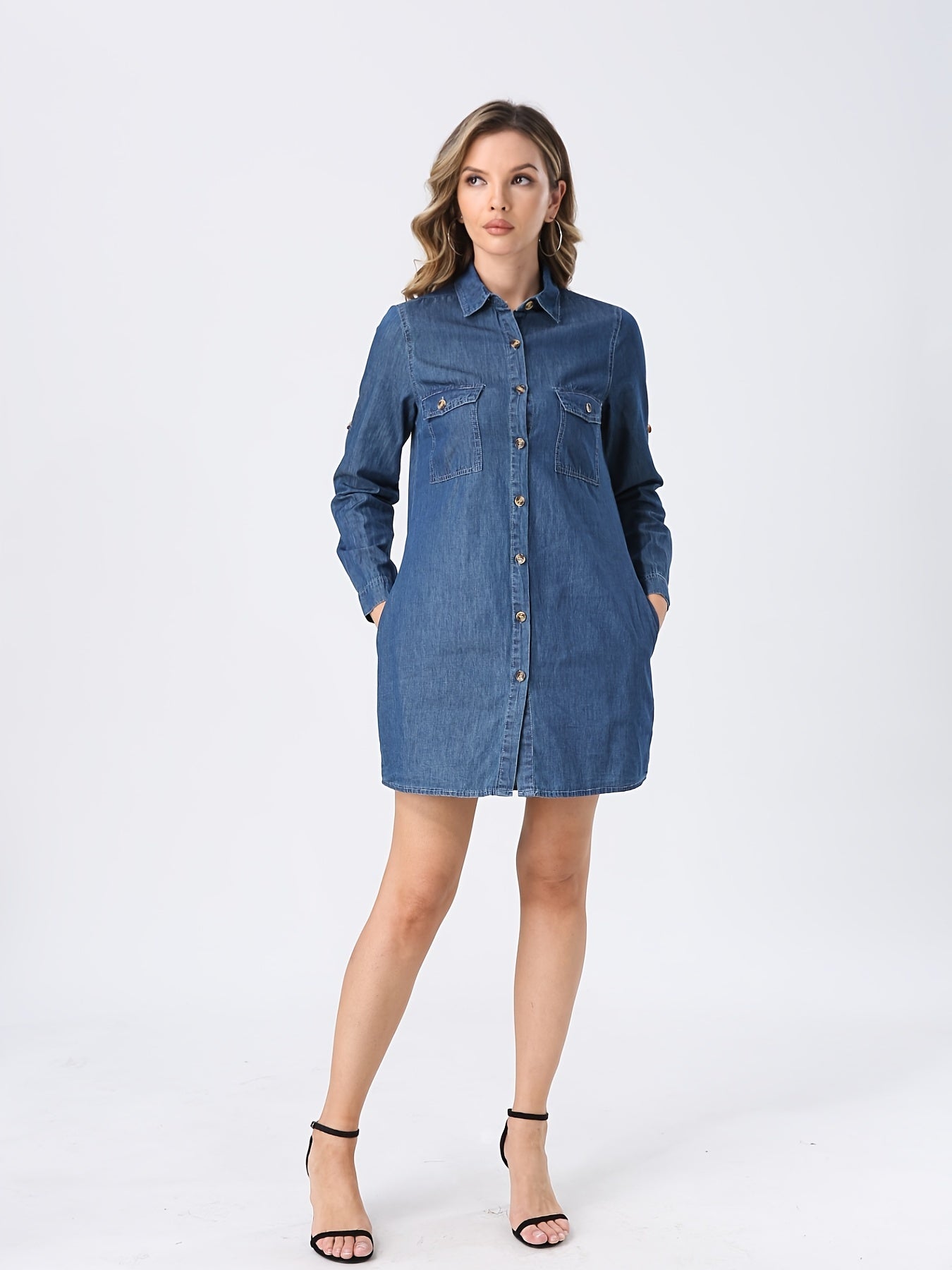 Sylvara Denim Overhemdjurk – Tijdloze Stijl in Zacht Katoen