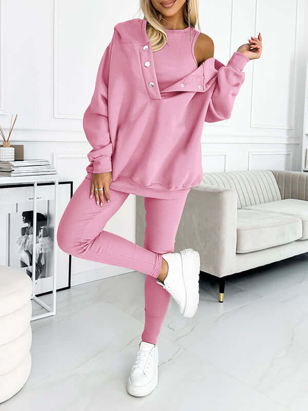 Maelis Fleece Hoodieset – Warme & Comfortabele Dames Trainingsset voor Herfst en Winter