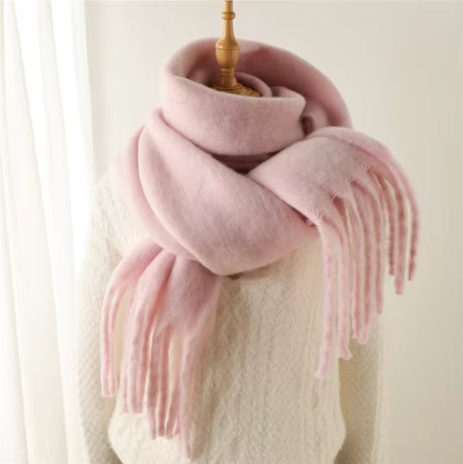 Averine – Luxe cashmere-look wintersjaal met franjes voor dames