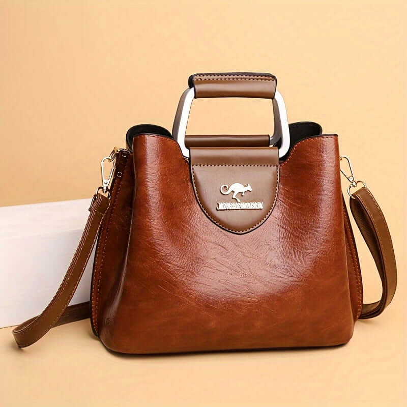 Elowen Twee-Kleurige Leren Handtas voor Dames – Elegant, Tijdloos en Functioneel