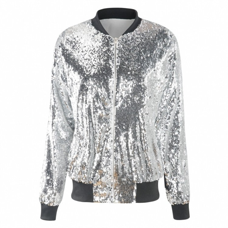 Stellaire - Reversible Pailletten Bomberjack voor een Stralende en Glamoureuze Outfit