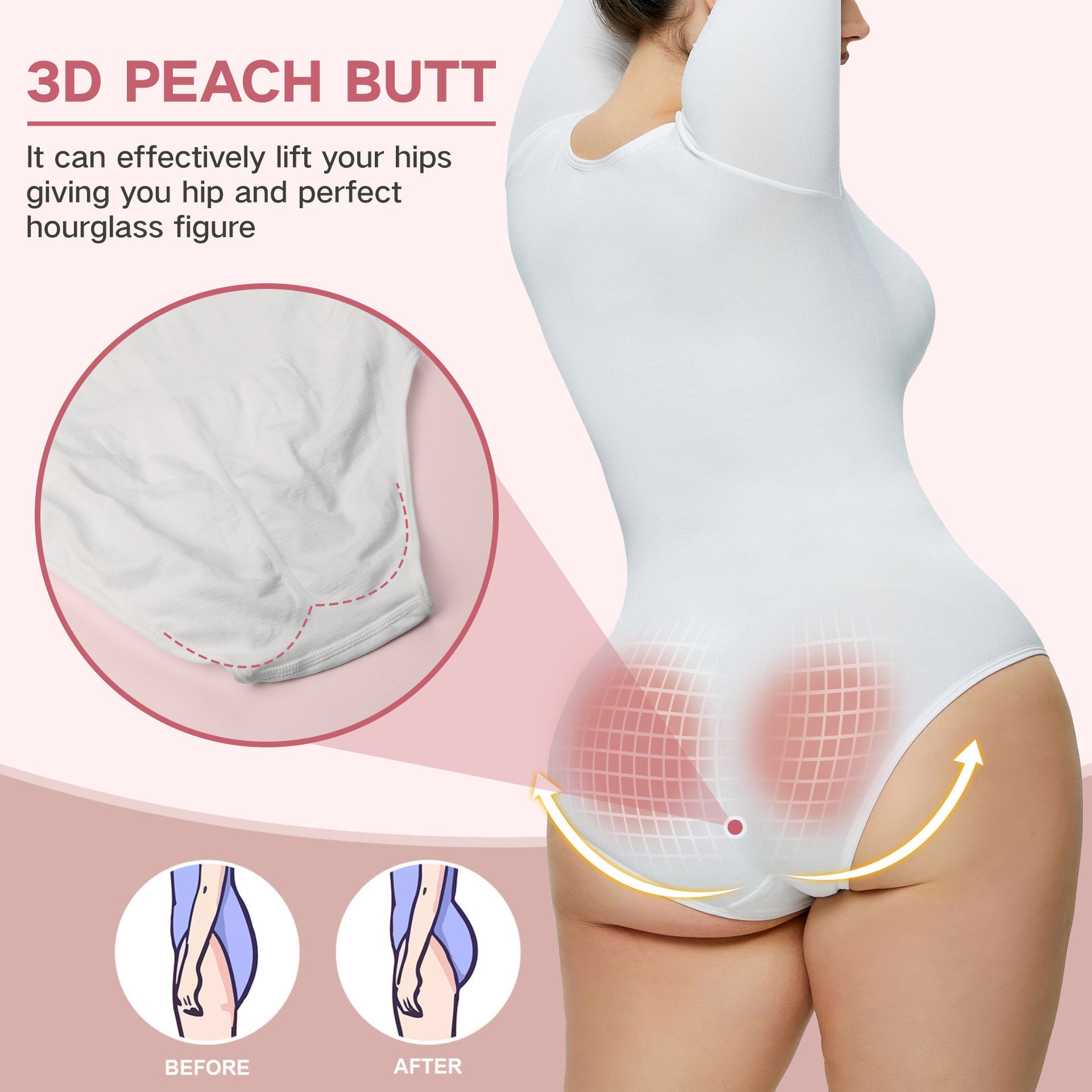 Naadloze Shapewear Bodysuit met Lange Mouwen