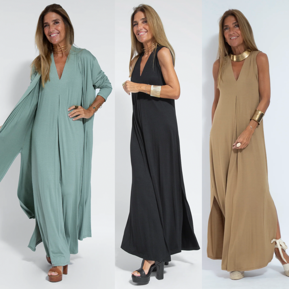 Elara - Elegante Lange Jurk en Weste Set voor een Stijlvolle Look