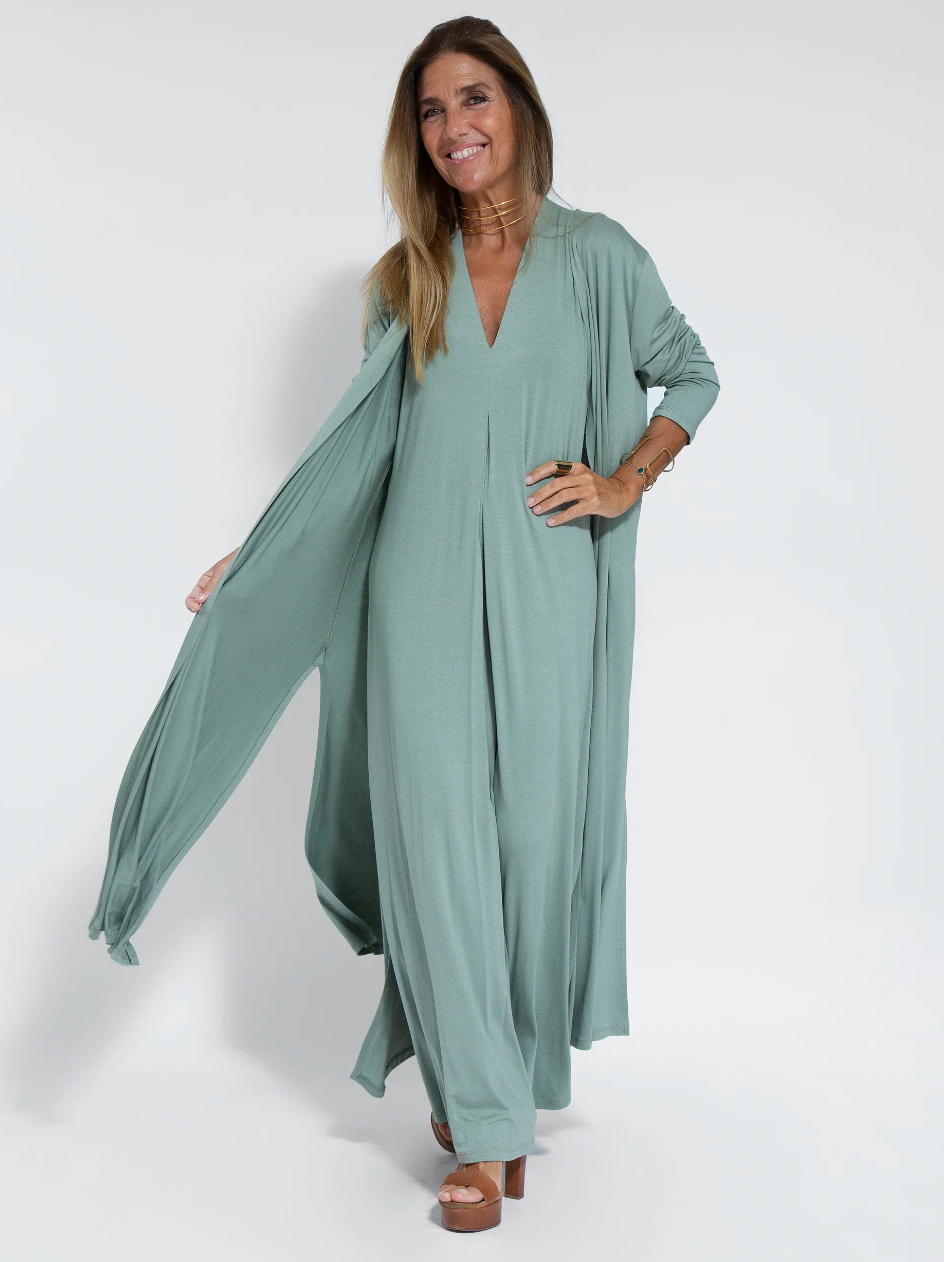 Elara - Elegante Lange Jurk en Weste Set voor een Stijlvolle Look
