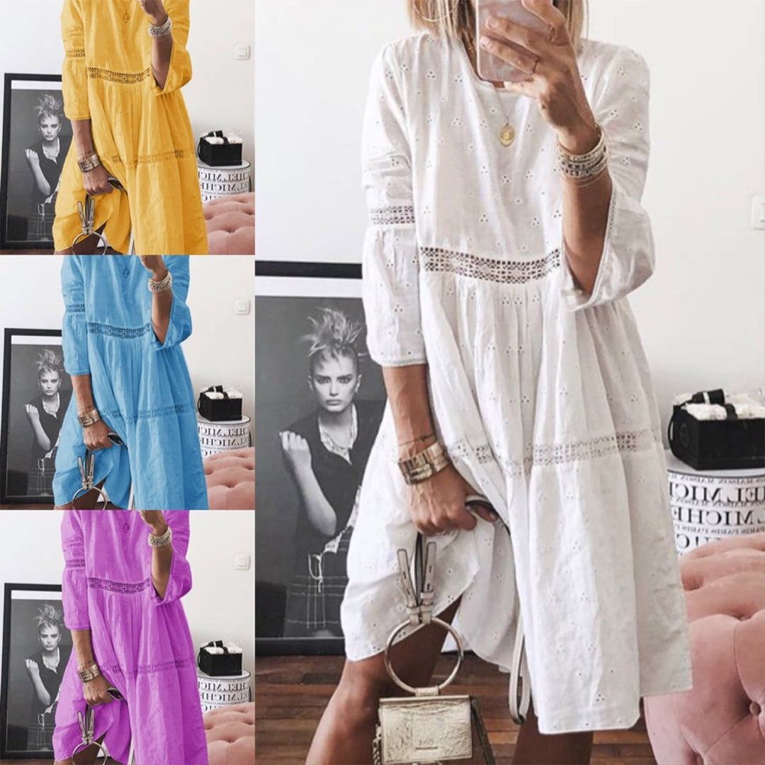 Caelina – Kanten Zomerjurk met Comfortabele Pasvorm en Verfijnde Details