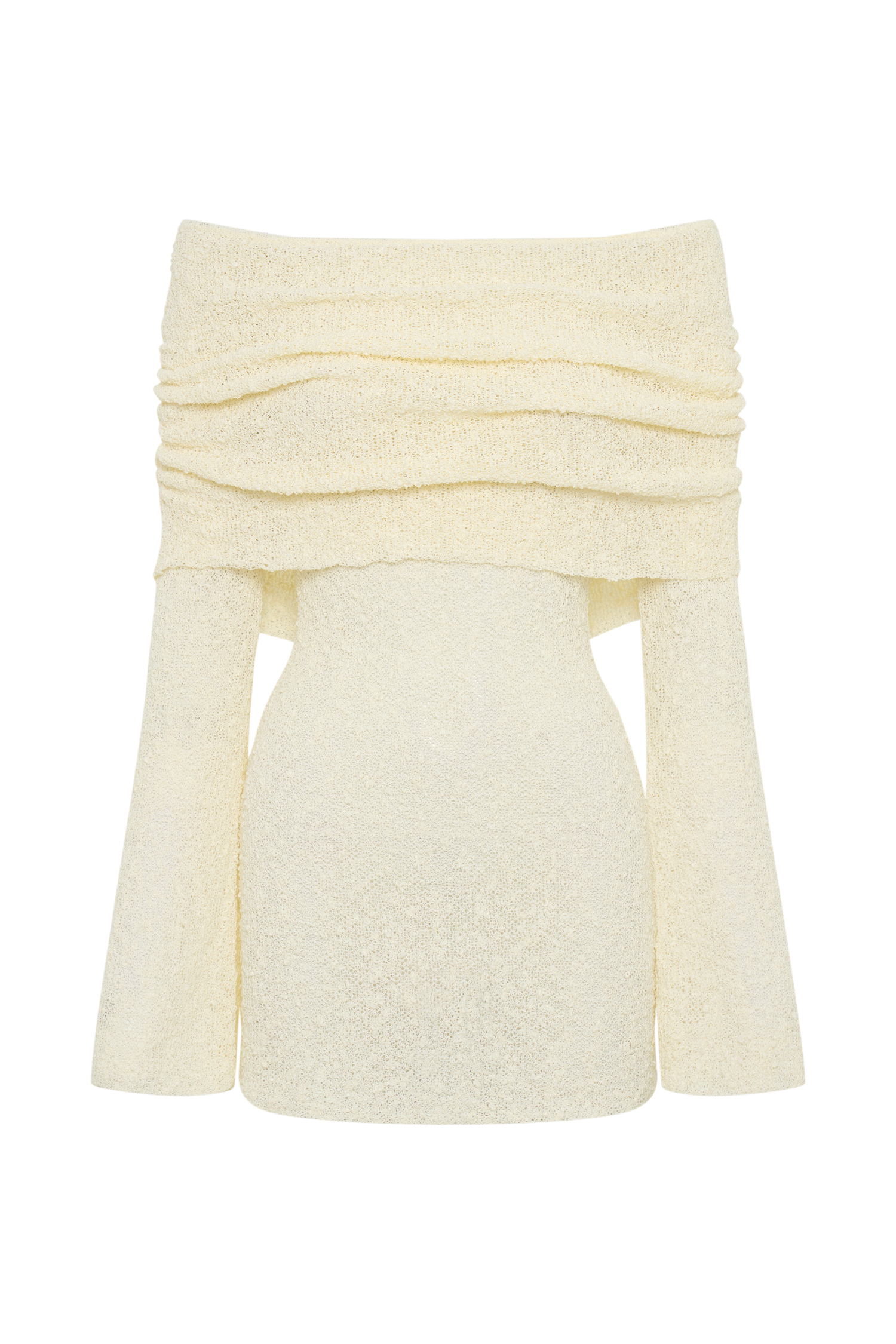 Off-shoulder gebreide mini jurk voor dames – open knit en stijlvol