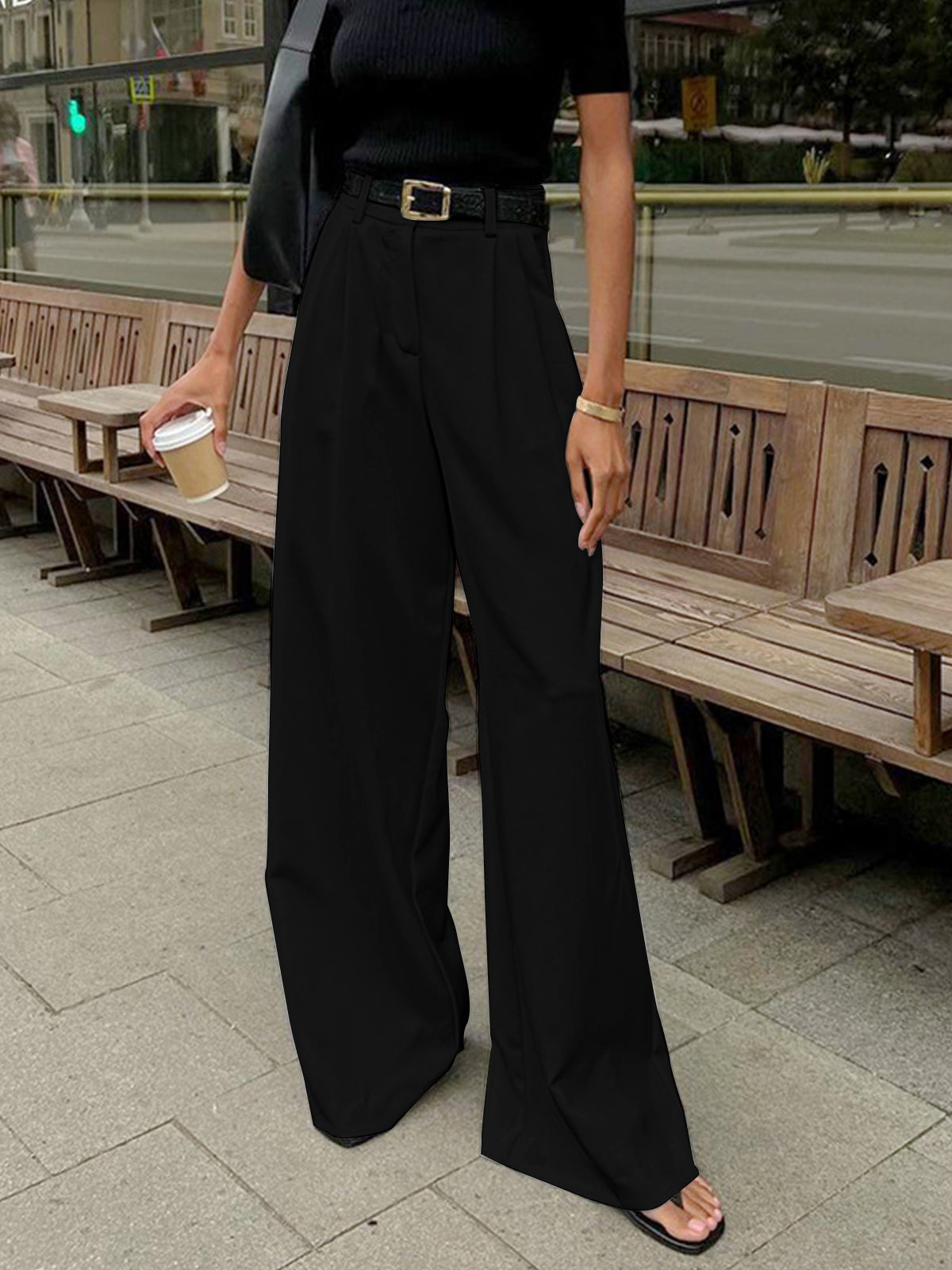 Dames wide leg broek met hoge taille – elegant, tijdloos en comfortabel