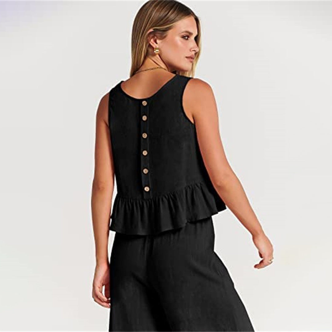 Valenora – Zomerse tweedelige set met mouwloos topje en luchtige broek