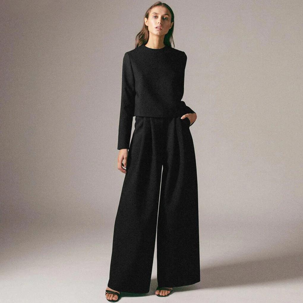 Elisanne – Tweedelige Formele Set met Getailleerde Top en Rechte Pantalon