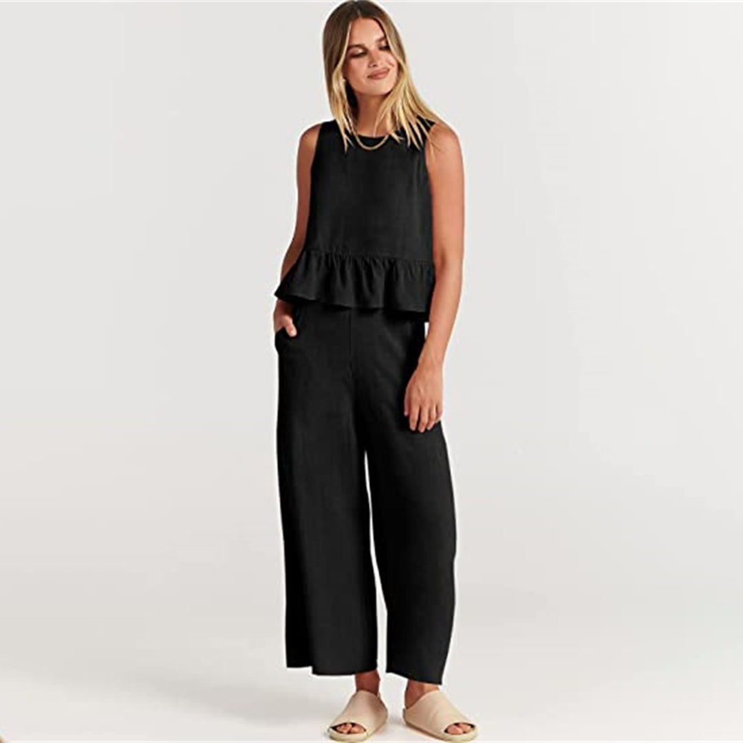 Valenora – Zomerse tweedelige set met mouwloos topje en luchtige broek