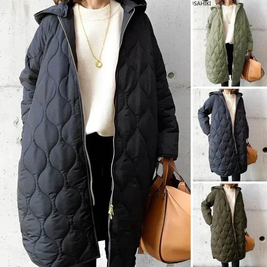 Coraline – Modieuze dames parka met capuchon en stijlvolle printdetails