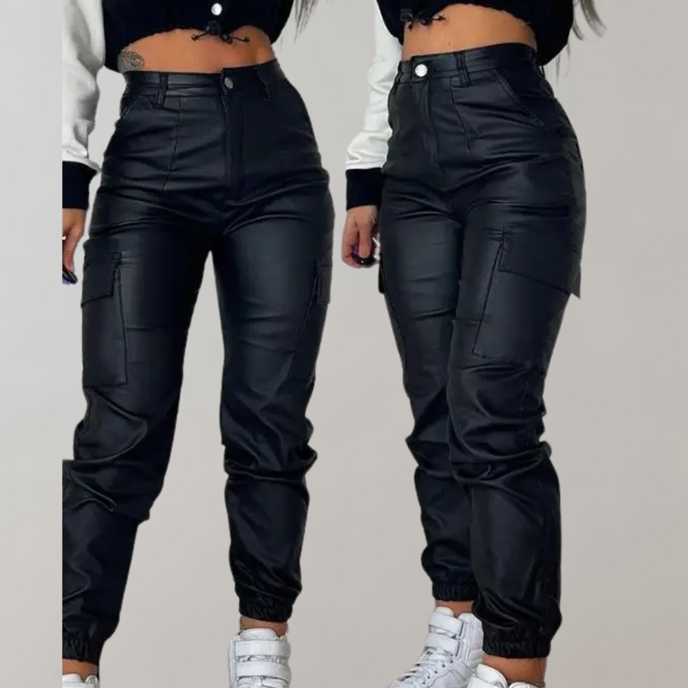 Melvaya – Elegante dames cargo broek met verstelbare taille en winterklare flair