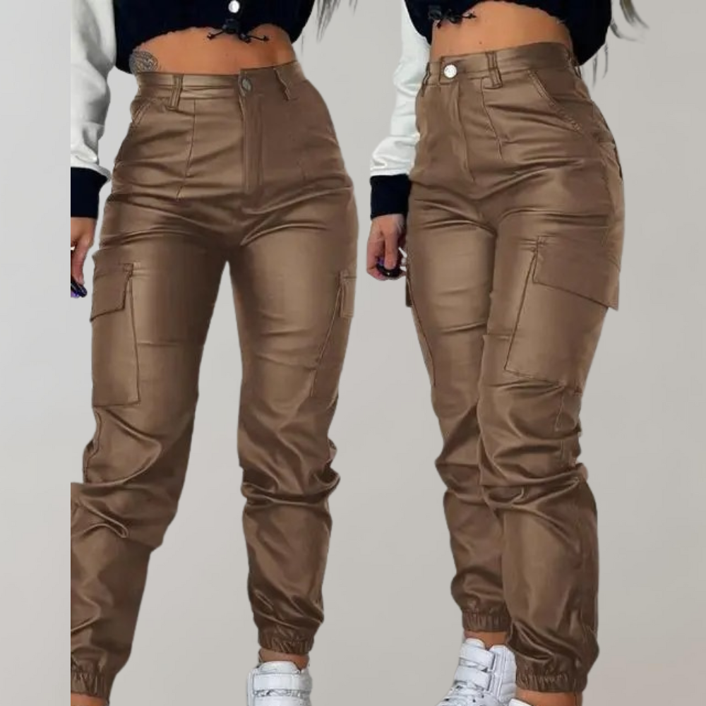 Melvaya – Elegante dames cargo broek met verstelbare taille en winterklare flair