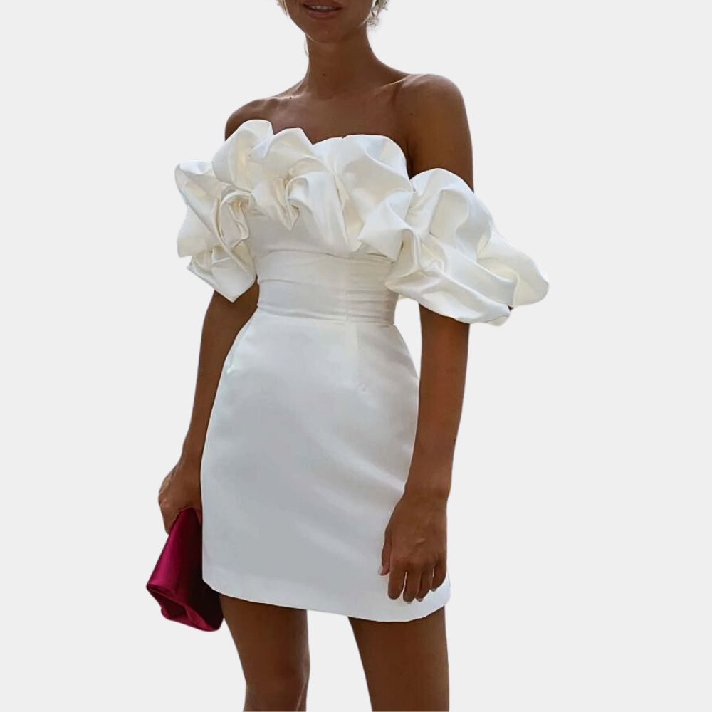 Virellia – Speelse mini jurk met ruches voor een vrouwelijke en zelfverzekerde look