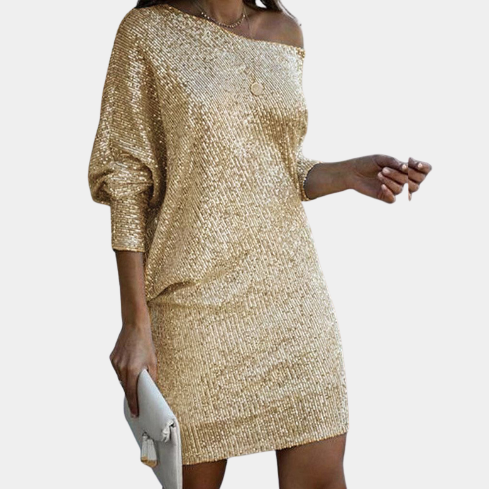 Thaléria – Off-shoulder damesjurk met elegante belijning en tijdloze charme