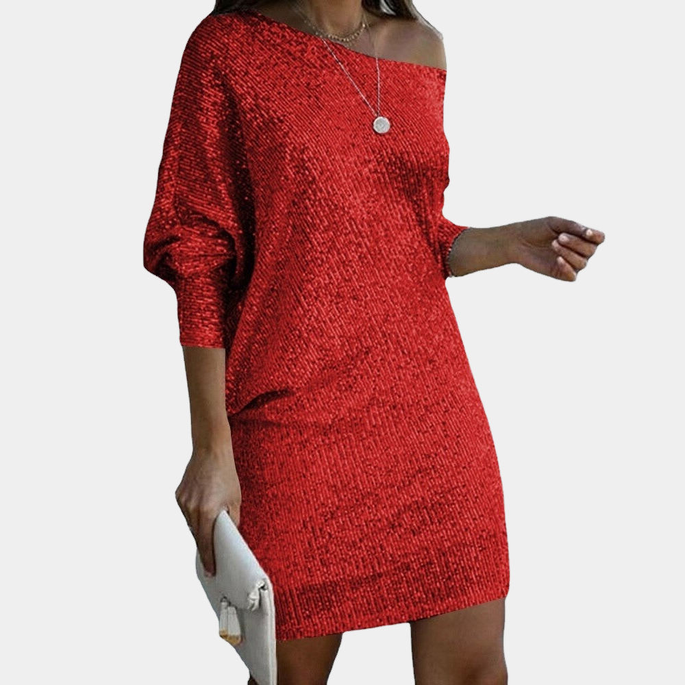 Thaléria – Off-shoulder damesjurk met elegante belijning en tijdloze charme