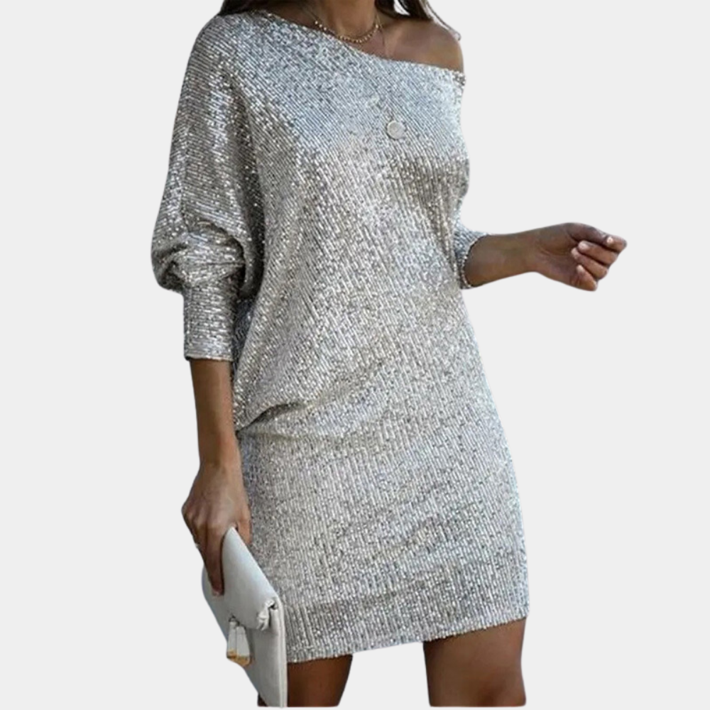 Thaléria – Off-shoulder damesjurk met elegante belijning en tijdloze charme