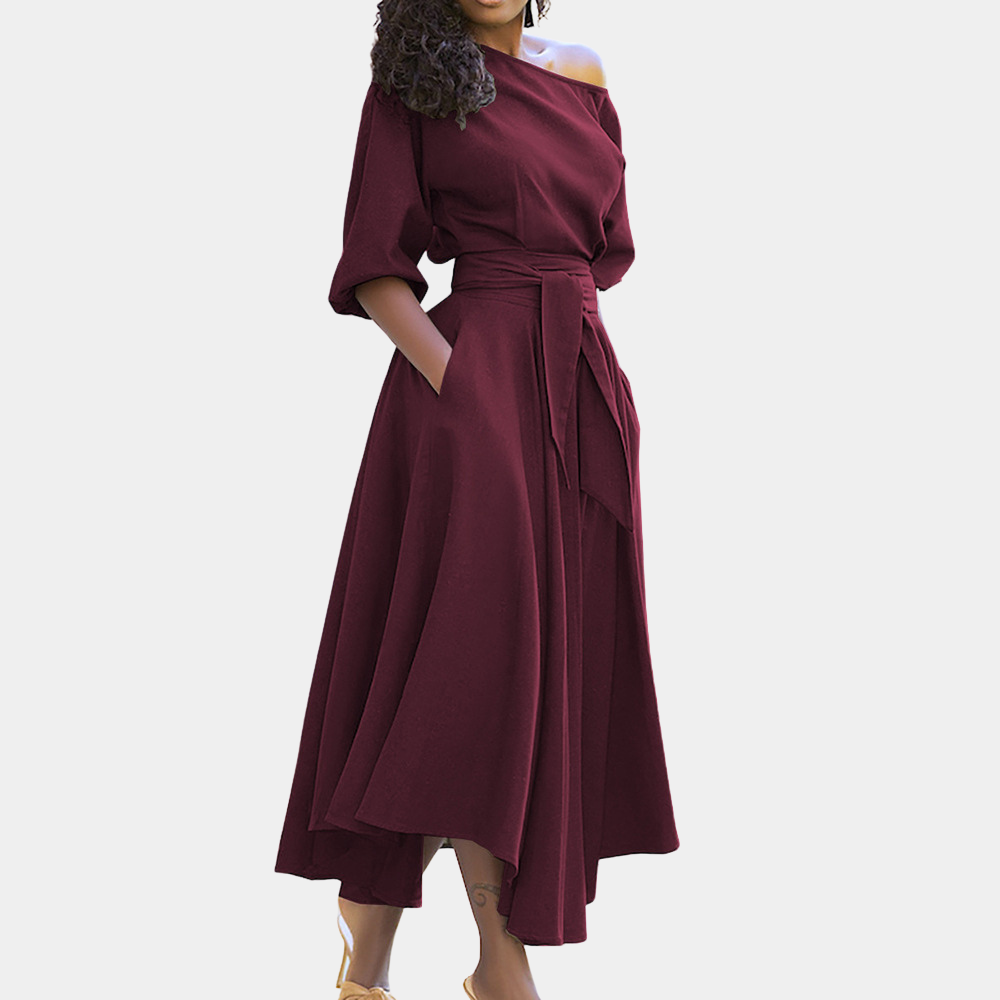 Maevora – vrouwelijke midi-jurk met taille-accent en moeiteloze pasvorm
