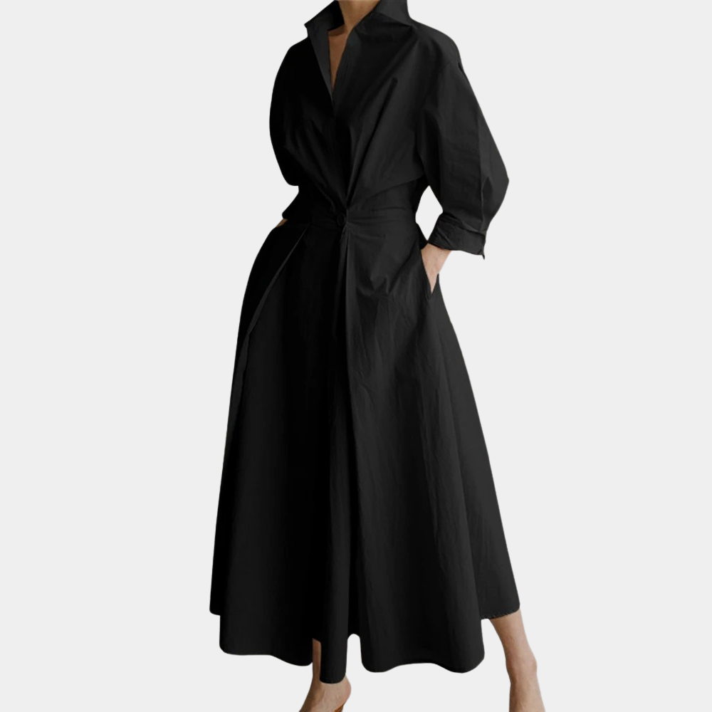 Antonelle – Elegante maxi-jurk met verfijnde print en flatterende V-hals