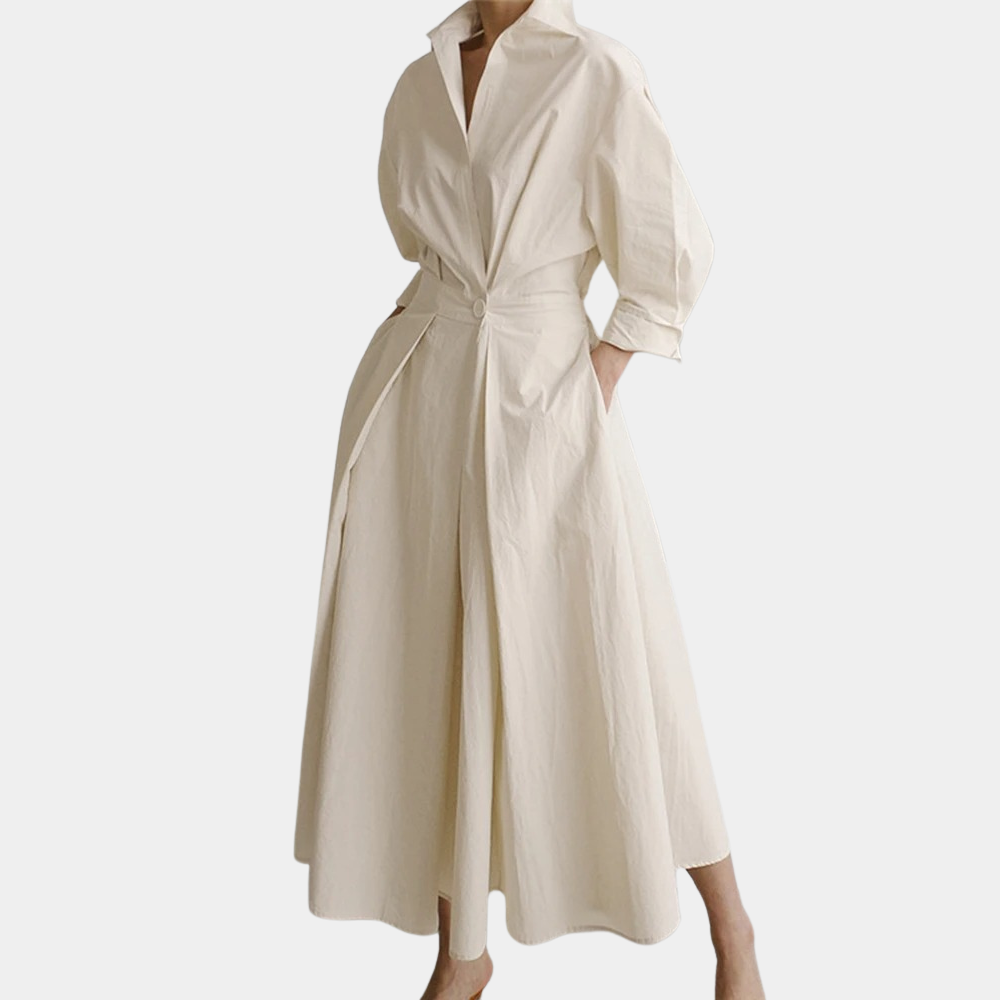 Antonelle – Elegante maxi-jurk met verfijnde print en flatterende V-hals