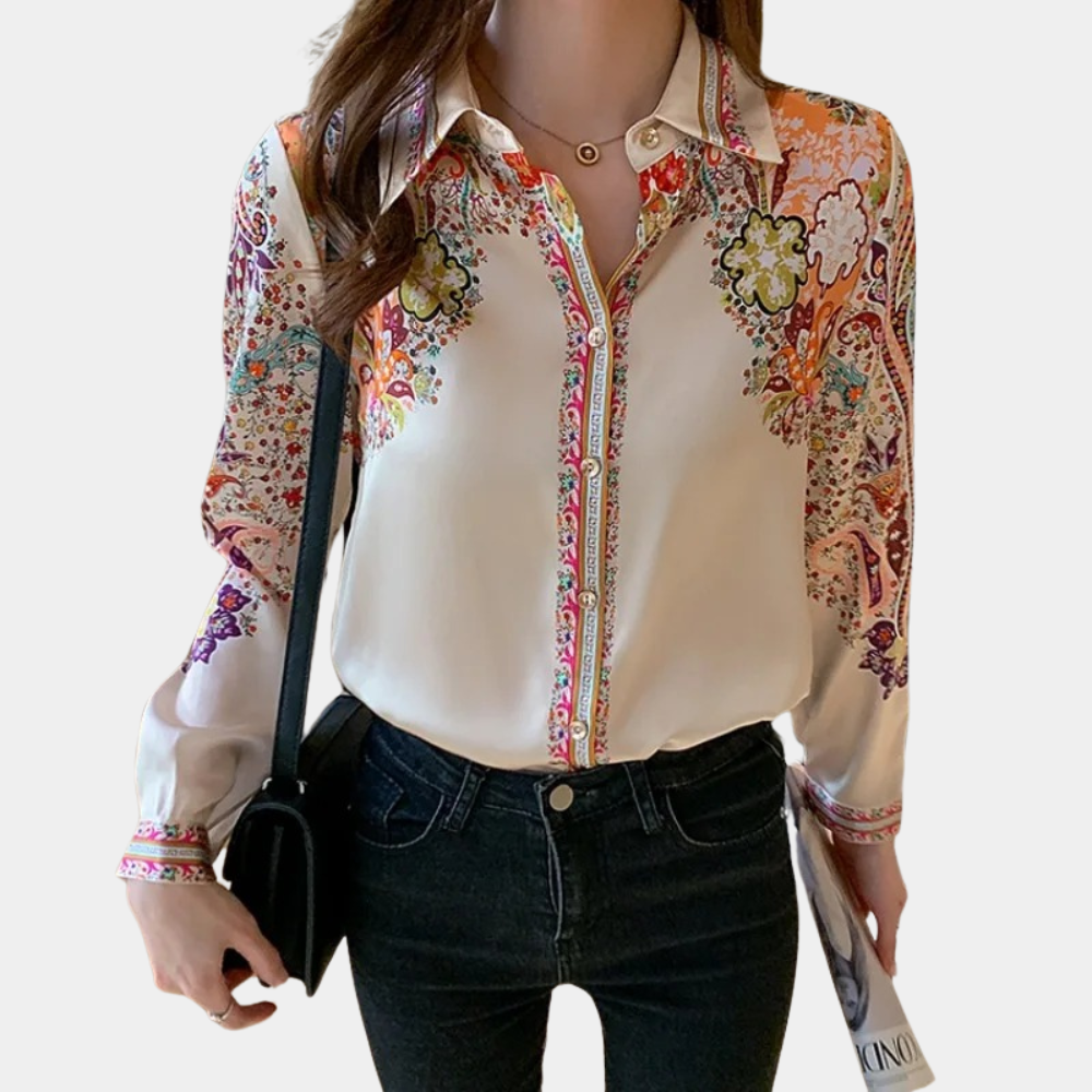 Floravelle – Elegante damesblouse met bloemenprint en verfijnde pasvorm