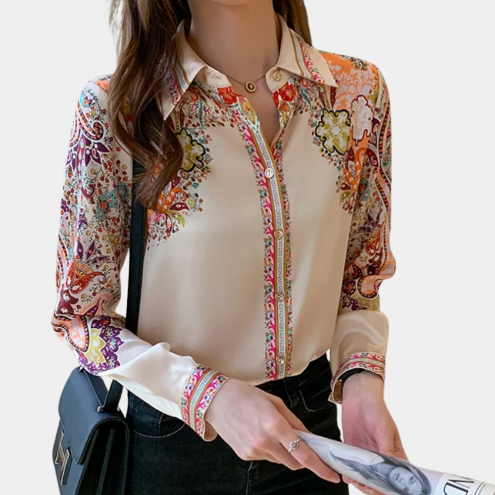Floravelle – Elegante damesblouse met bloemenprint en verfijnde pasvorm