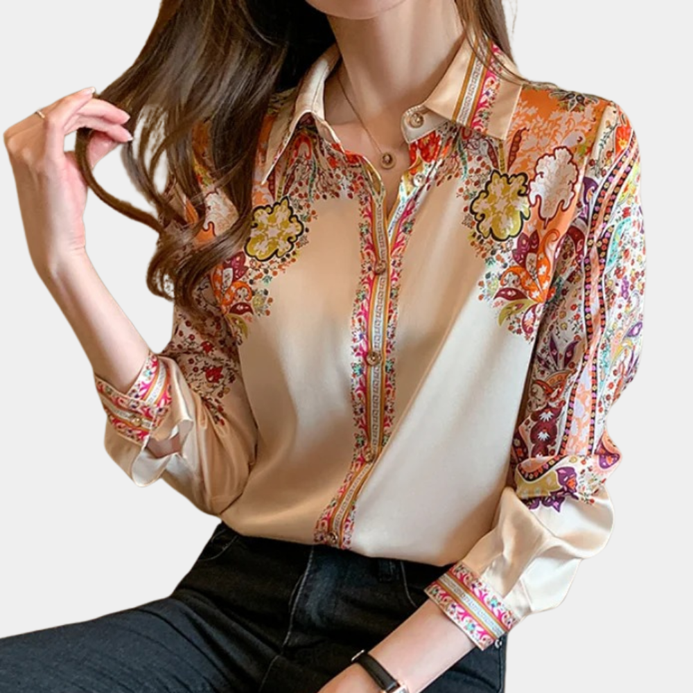 Floravelle – Elegante damesblouse met bloemenprint en verfijnde pasvorm