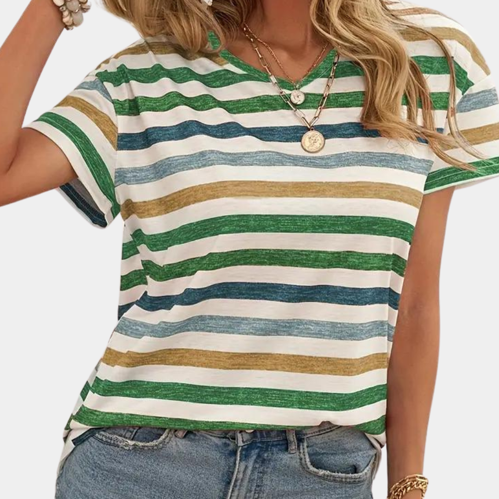 Lioraya – Gestreept dames T-shirt met flatterende pasvorm en tijdloze charme
