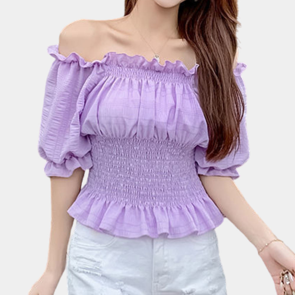 Agnesia – Zomerblouse met Pofmouwen en Elegante Vierkante Hals