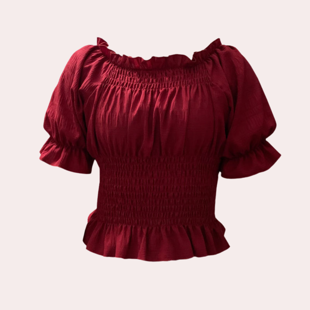 Agnesia – Zomerblouse met Pofmouwen en Elegante Vierkante Hals