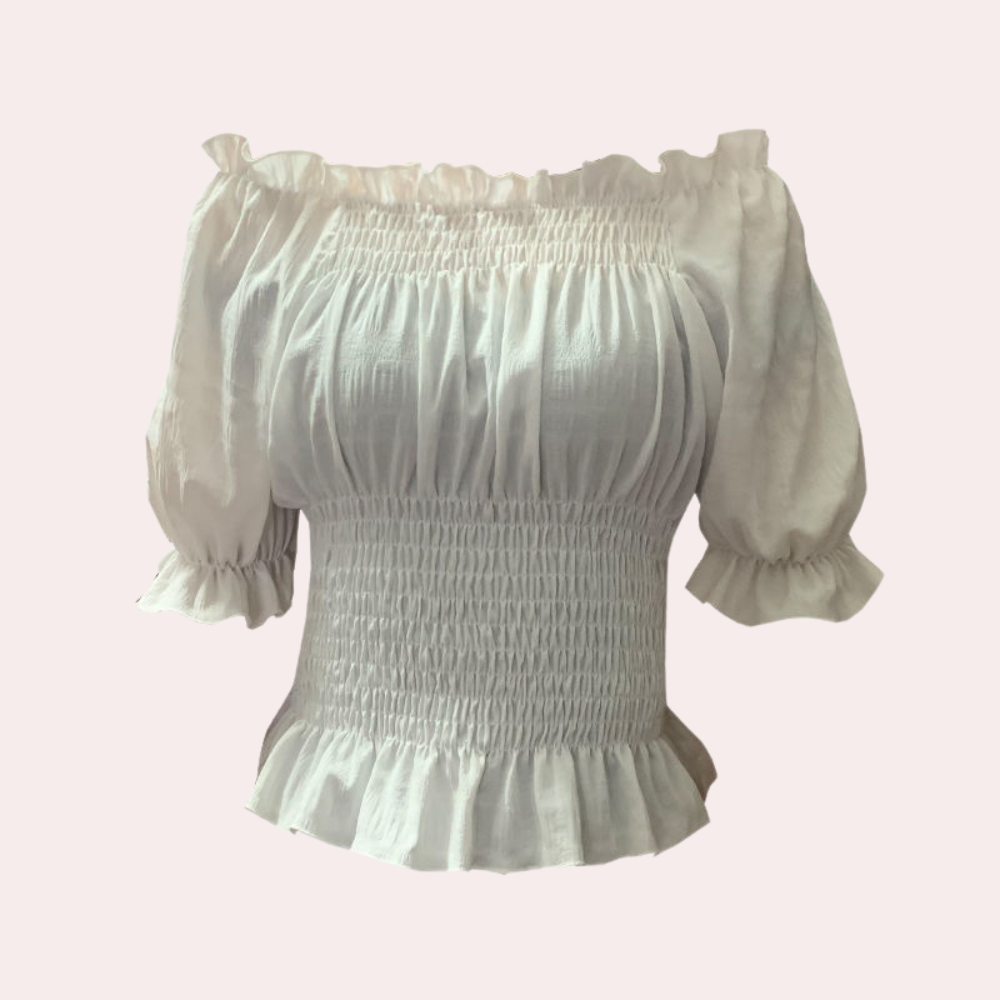 Agnesia – Zomerblouse met Pofmouwen en Elegante Vierkante Hals