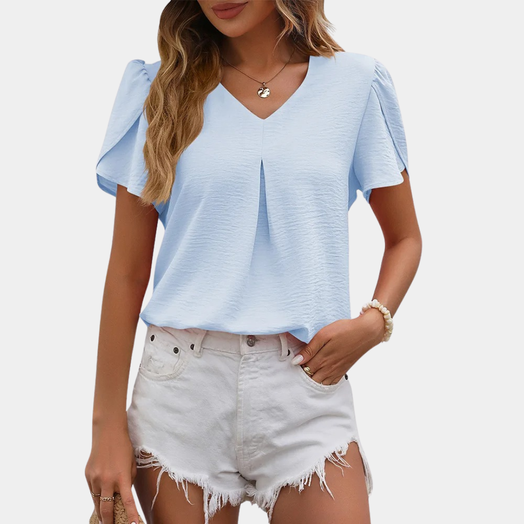 Aveline – Damesblouse met V-hals in zijdezachte, elegante stijl