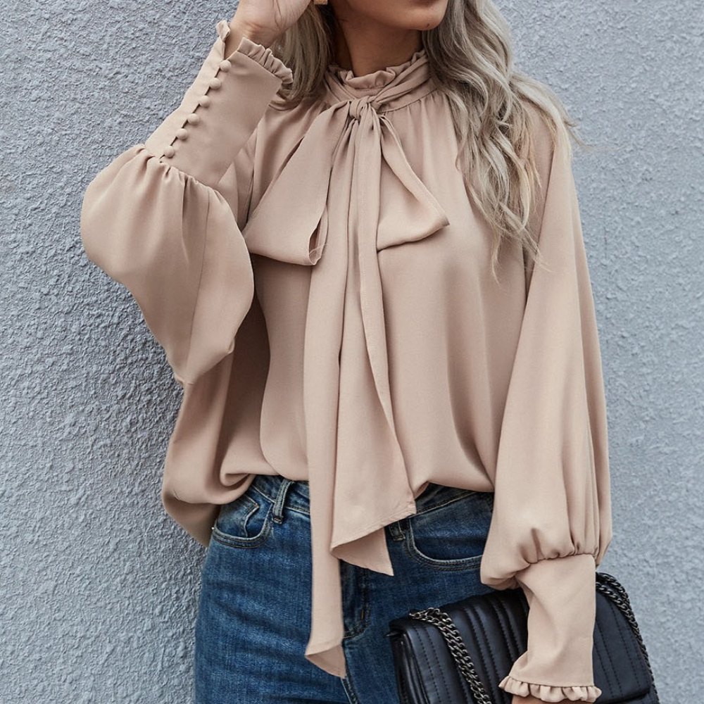 Selvianne Elegante Damesblouse met Strik – Tijdloze Klasse en Verfijnde Vrouwelijkheid