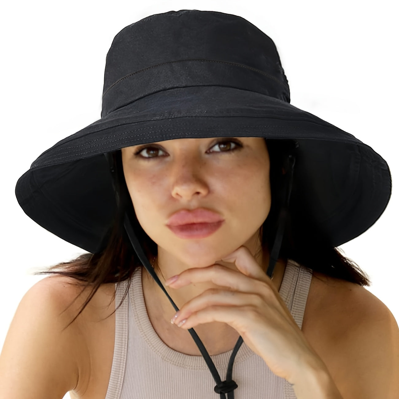 Zonnehoed met Brede Rand en Kinriem – Ademend & Unisex
