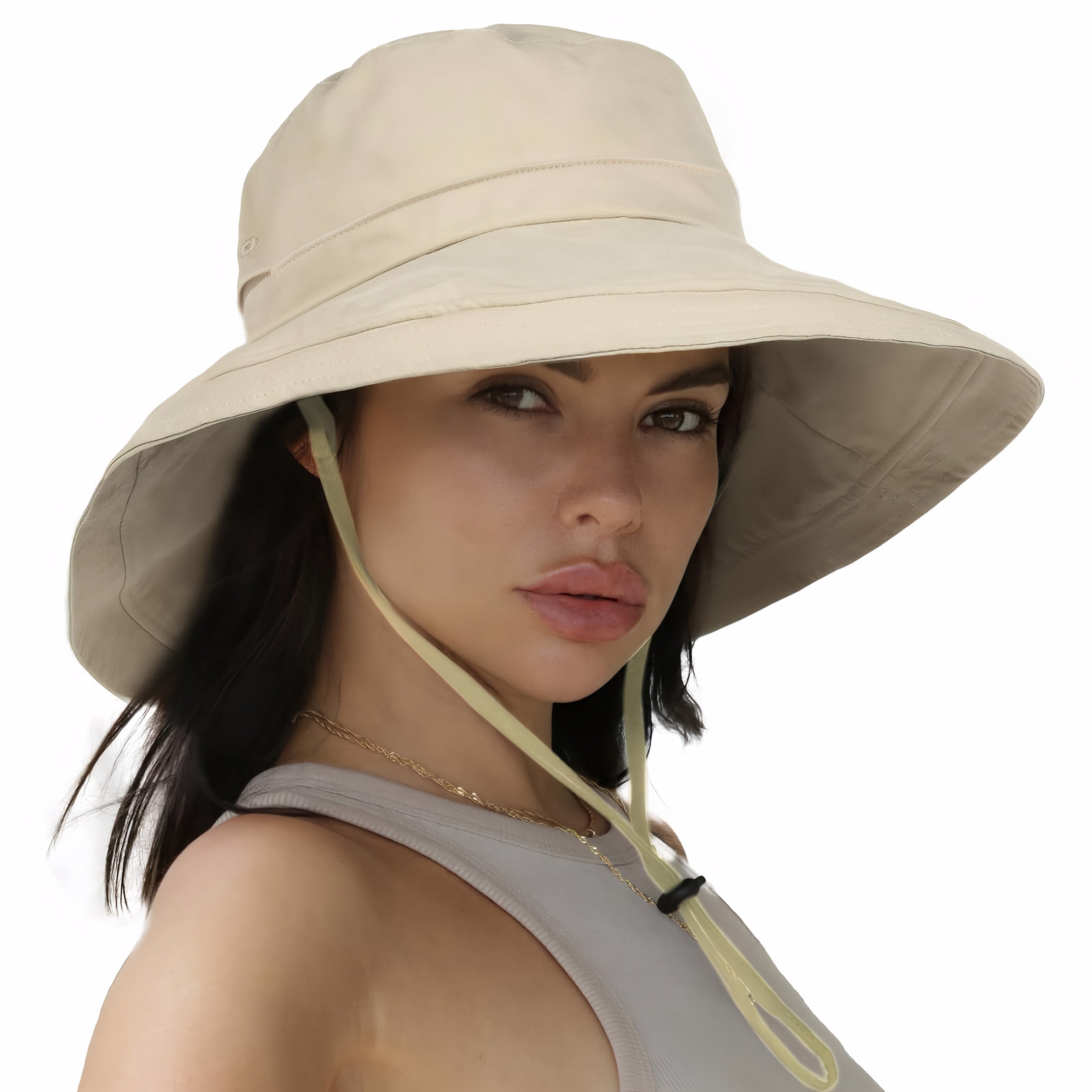Zonnehoed met Brede Rand en Kinriem – Ademend & Unisex
