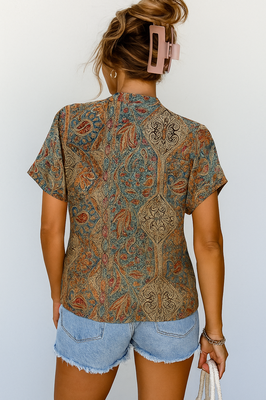 Dames blouse met korte plofmouwen en V-hals – luchtig en stijlvol