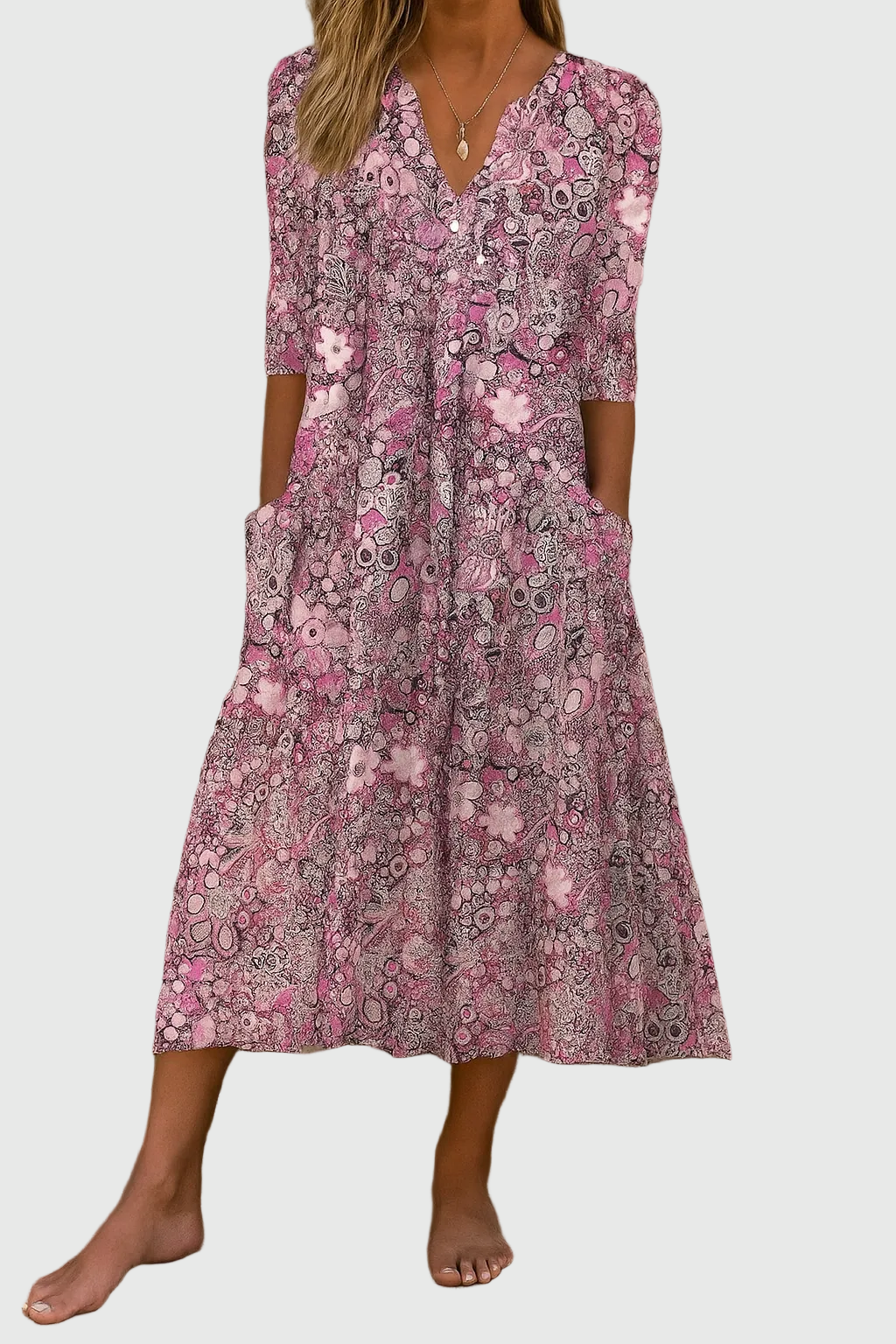 Dames maxi jurk met V-hals en elegante pasvorm
