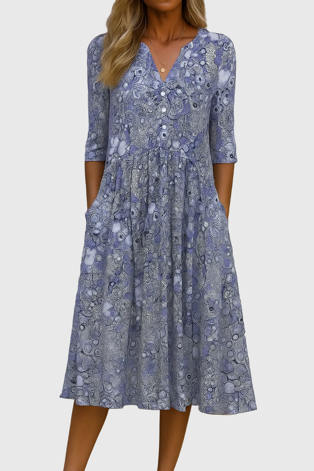 Dames maxi jurk met V-hals en elegante pasvorm