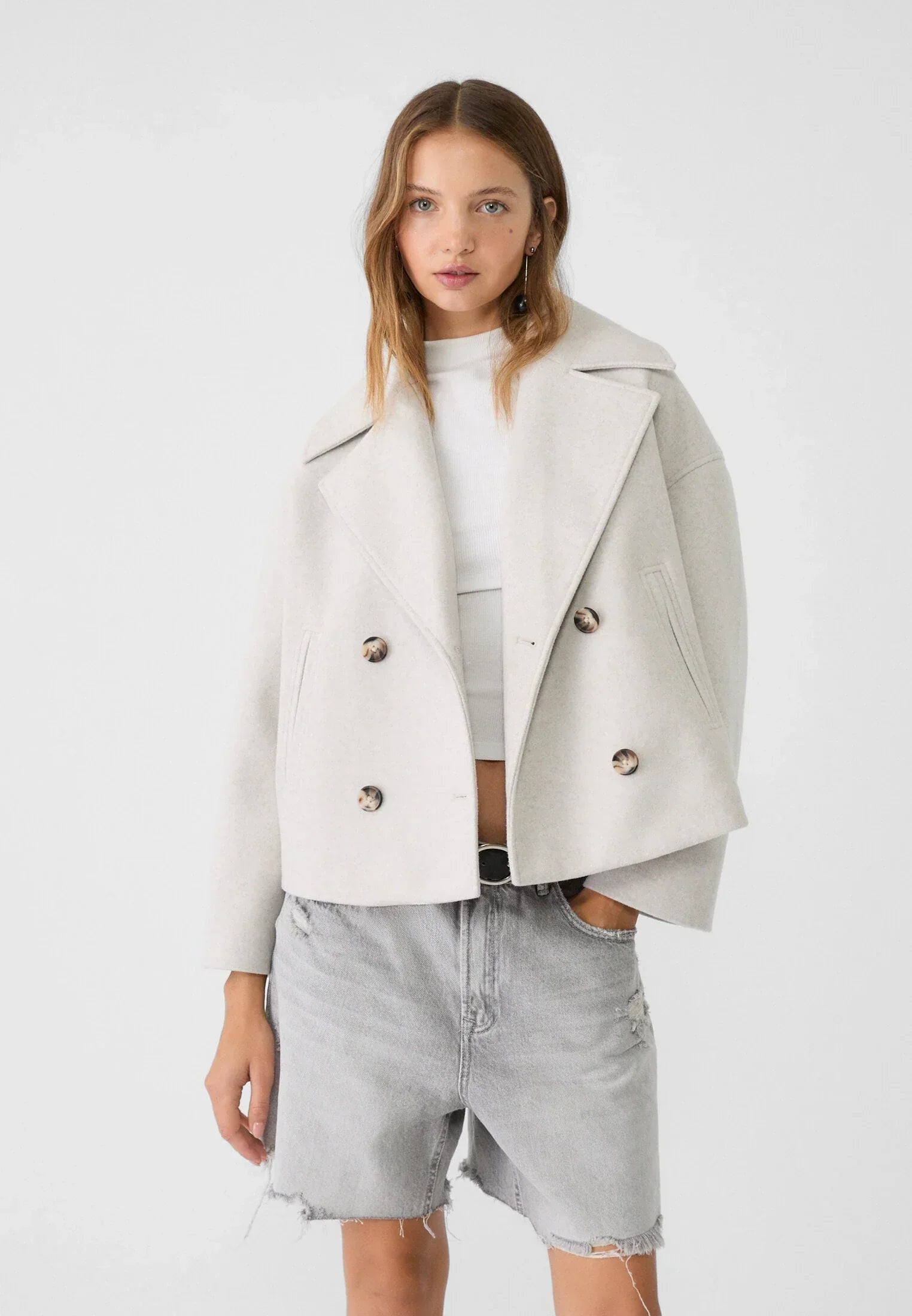 Isadora - Elegante Korte Jas met Dubbele Rij Knoopsluiting en Tijdloos Design