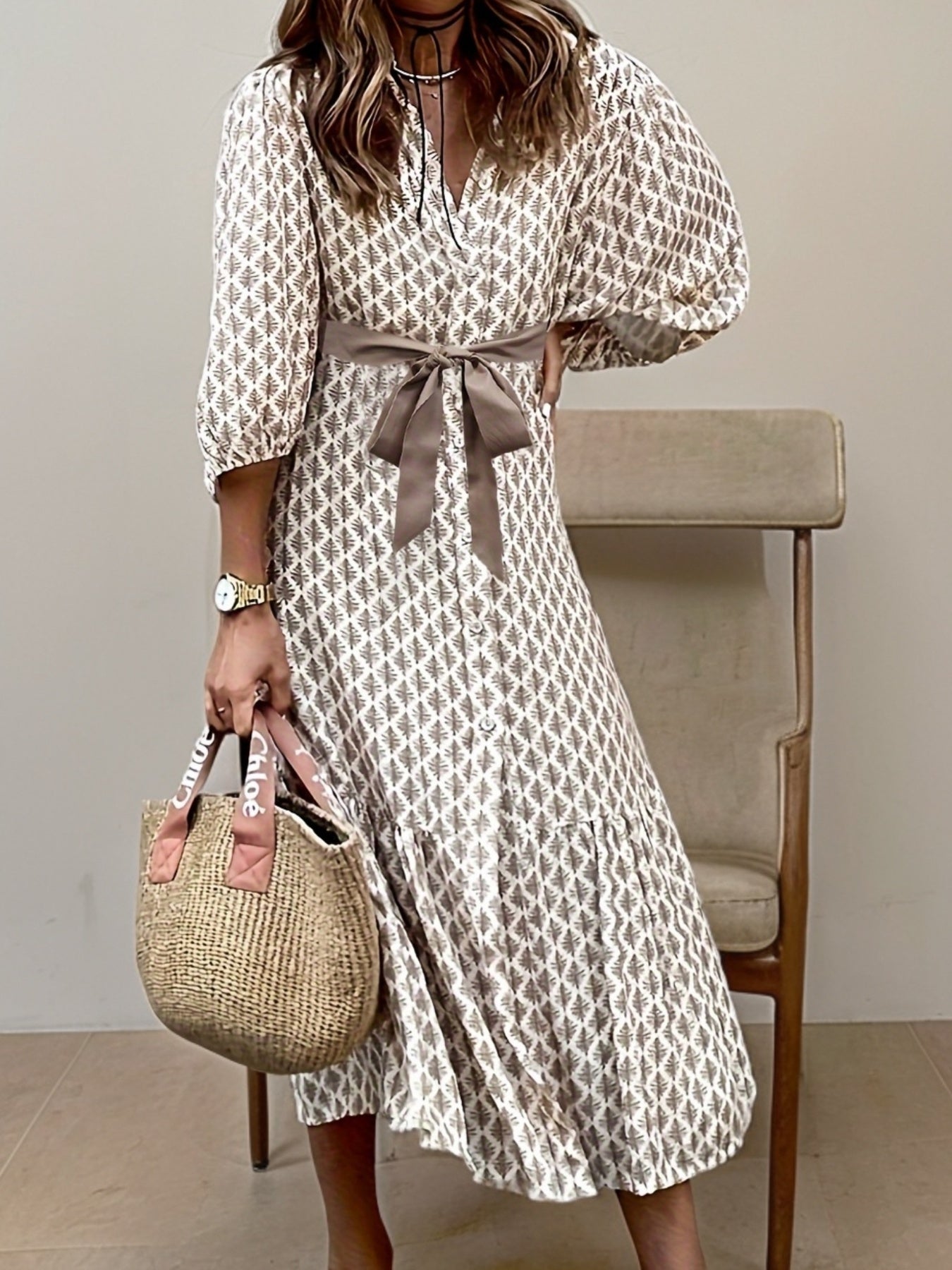 Doorknoopjurk Dames met Elastische Taille – Tijdloos & Comfortabel