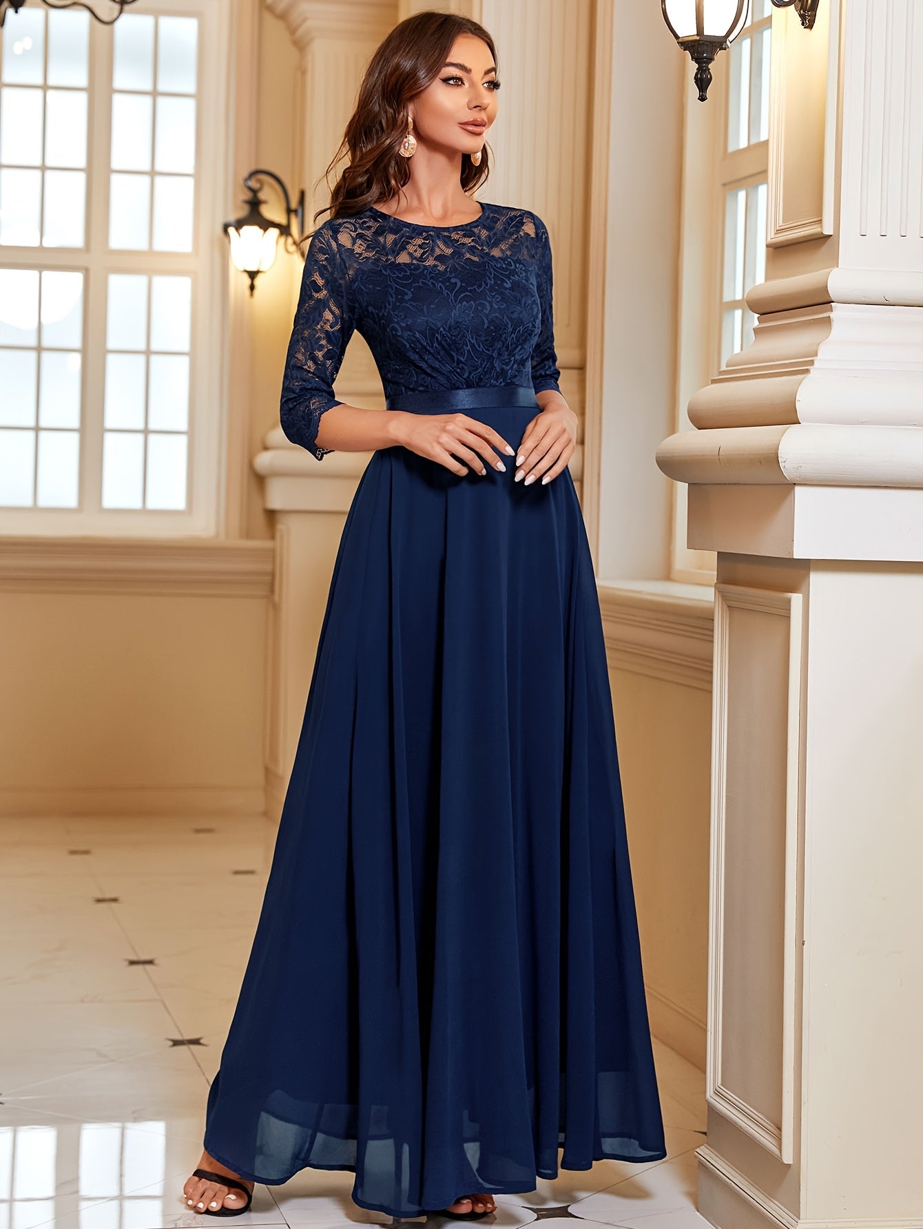 Maxi Jurk Dames met Kant en Chiffon – Elegant & Feestelijk