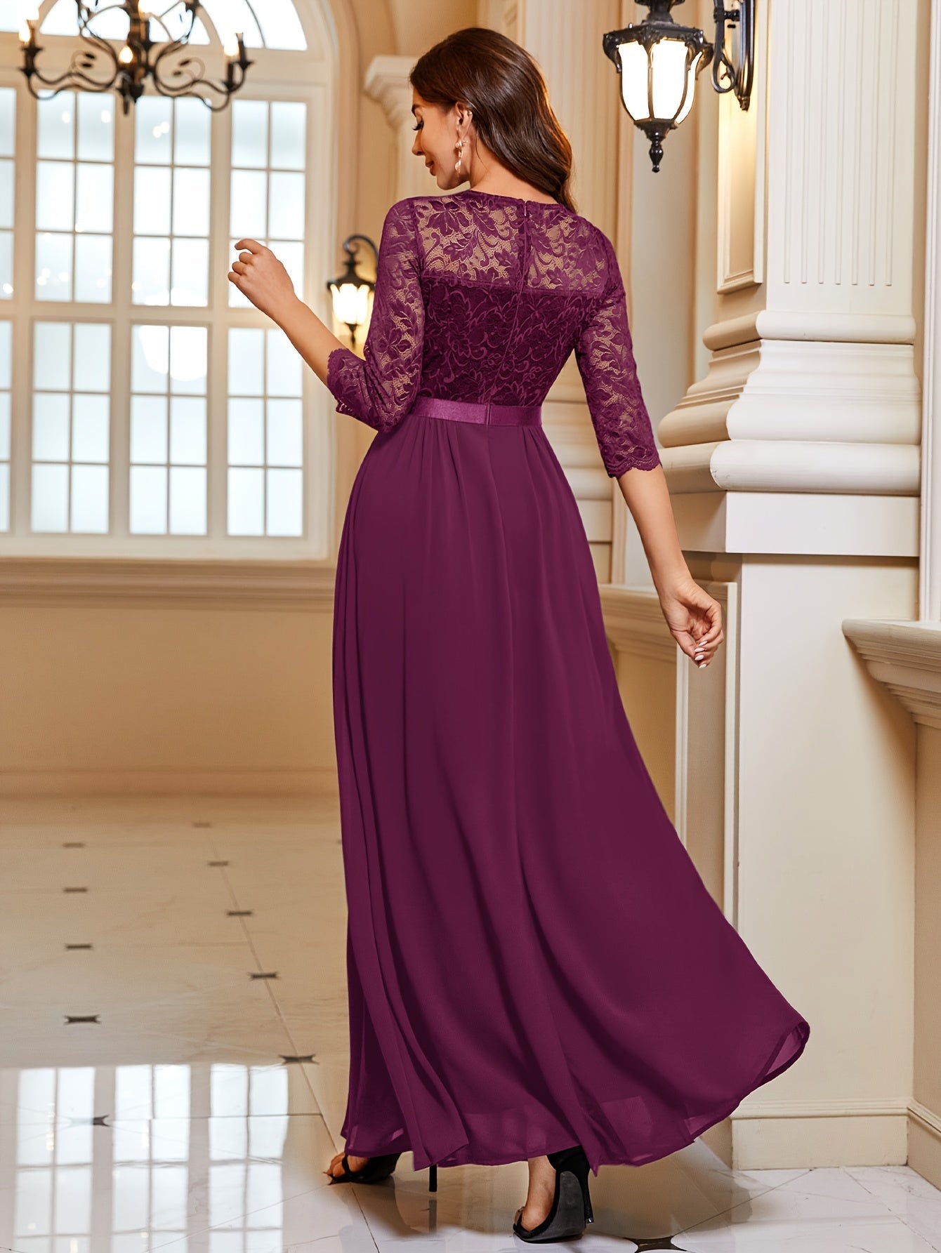 Maxi Jurk Dames met Kant en Chiffon – Elegant & Feestelijk